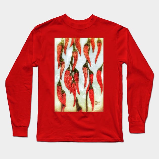 Red-hot spicy peppers Long Sleeve T-Shirt by Matt Starr Fine Art